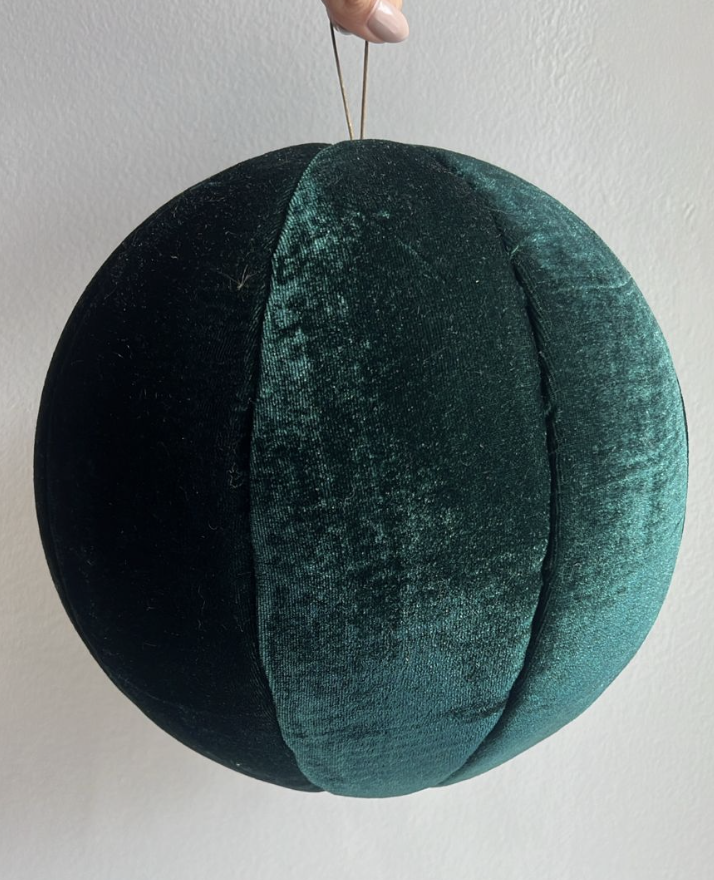 Esfera  Terciopelo Verde Navidad Mediana