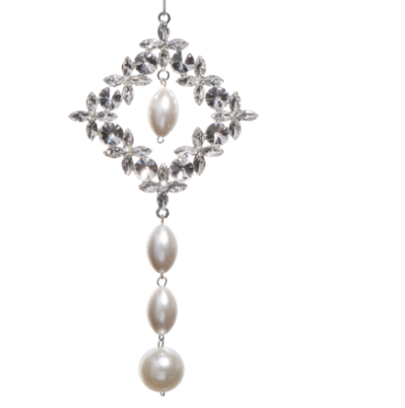 Colgante Perla Piedra Plata 6"