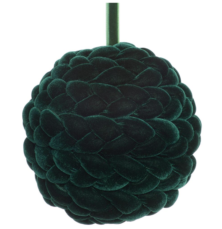 Esfera Verde Trenza Terciopelo 8"