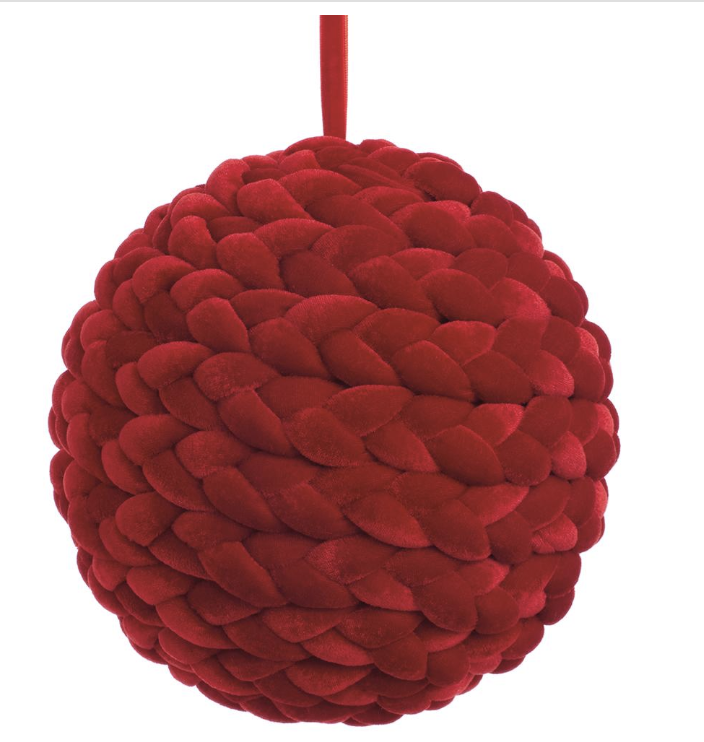 Esfera Rojo Trenza Terciopelo 5.5"