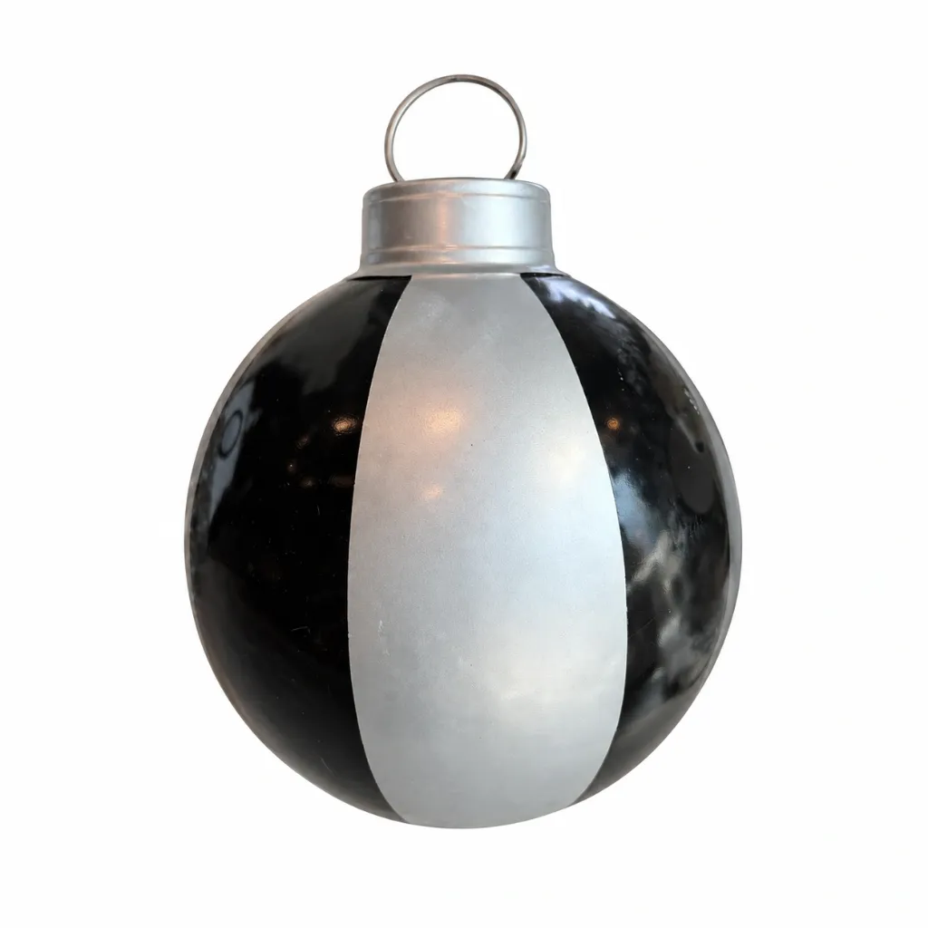 [RAYPLATN] Esfera Fibra Negro Plata Rayas 