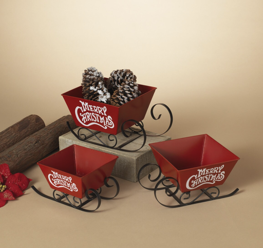[2592300] Set 3 Trineo Rojo Metal