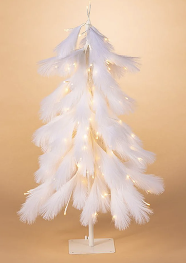 [2700030] Arbol Blanco Plumas 6'Led